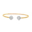 Beaded Baguette Halo Diamond Open Bangle Bracelet