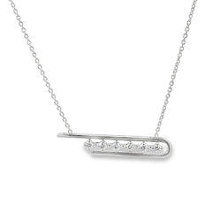 White gold necklace with a bar pendant