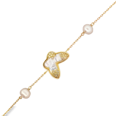 Elegant Butterfly Bracelet with Pearls