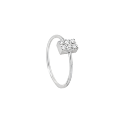 White Gold Ring Mount with Round Brilliant Cut Diamonds Setting