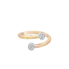 Contemporary Dual-Band Ring Mount with Clustered Stone Ends in Rose Gold and White Metal