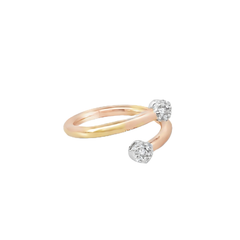 Contemporary Dual-Band Ring Mount with Clustered Stone Ends in Rose Gold and White Metal
