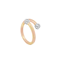 Contemporary Dual-Band Ring Mount with Clustered Stone Ends in Rose Gold and White Metal