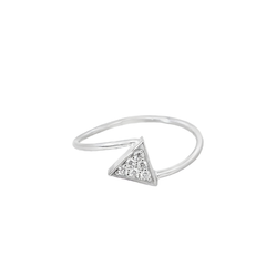 White Gold Triangular Ring Mount with Pavé Diamond Setting