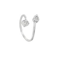 Pair of White Gold Ring Mounts with Diamond Cluster Design