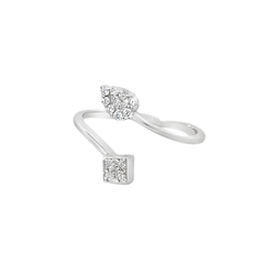 Pair of White Gold Ring Mounts with Diamond Cluster Design