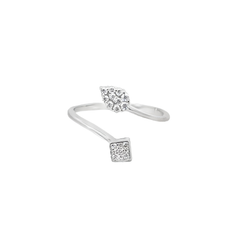 Pair of White Gold Ring Mounts with Diamond Cluster Design