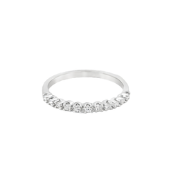 White Gold Ring Mount with Round Brilliant Cut Diamonds in Shared Prong Setting
