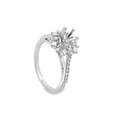 White Gold Multistone Ring with Floral Cluster Design and Diamond Accents