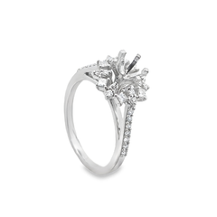 White Gold Multistone Ring with Floral Cluster Design and Diamond Accents