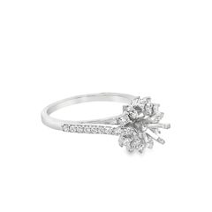 White Gold Multistone Ring with Floral Cluster Design and Diamond Accents