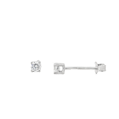 Round Brilliant Cut Diamond Earring in Four-Prong White Gold Setting
