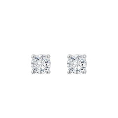 Pair of White Gold Drop Earrings with Round Brilliant Cut Diamonds