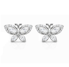 Shop Butterfly Diamond Stud Earrings in 18K Gold by Amadura Jewelry. 0.79 CT G VS1 natural diamonds. Visit El Korba & Citystars. IGI, GIA & HRD certificates.