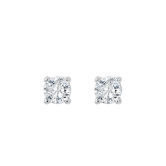 Shop Round Diamond Stud Earrings in 18K Gold by Amadura Jewelry. 0.37 CT G VS1 natural diamonds. Visit El Korba & Citystars. IGI, GIA & HRD certificates.