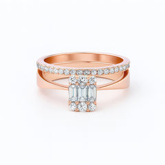 Rose gold ring with diamond accents