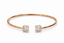 Emerald Halo Diamond Open Bangle Bracelet