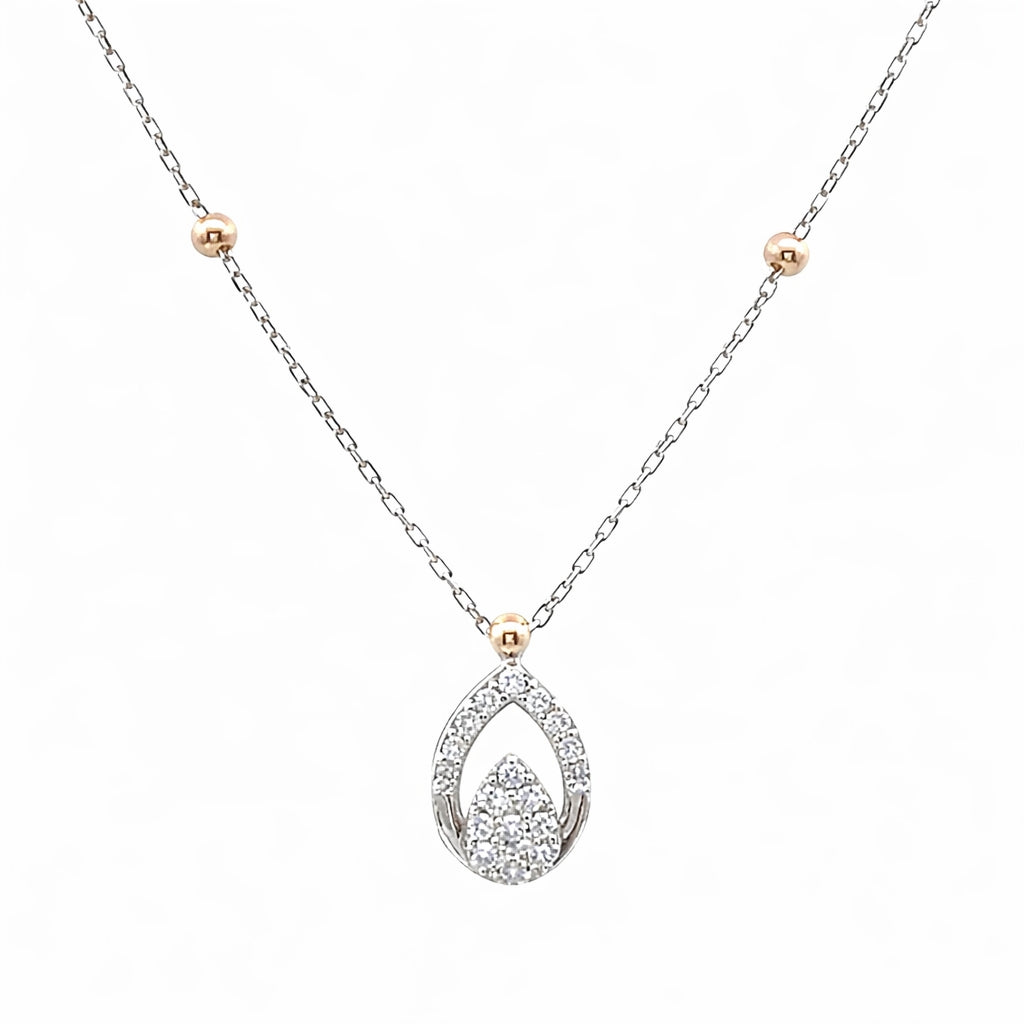Two-Tone Pear Diamond Pendant Necklace Main image