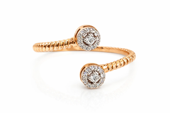 Rose gold open ring with diamond accents
