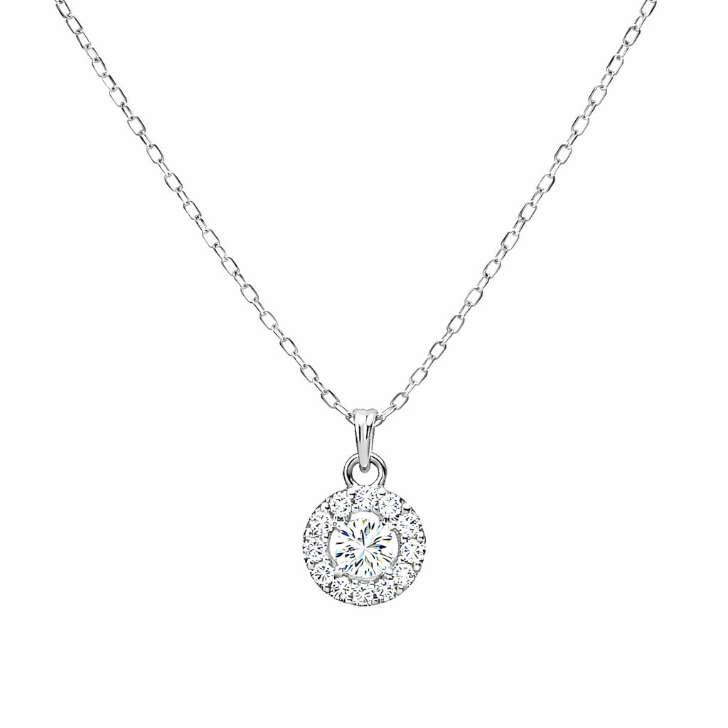 Classic Halo Diamond Pendant Necklace Main image