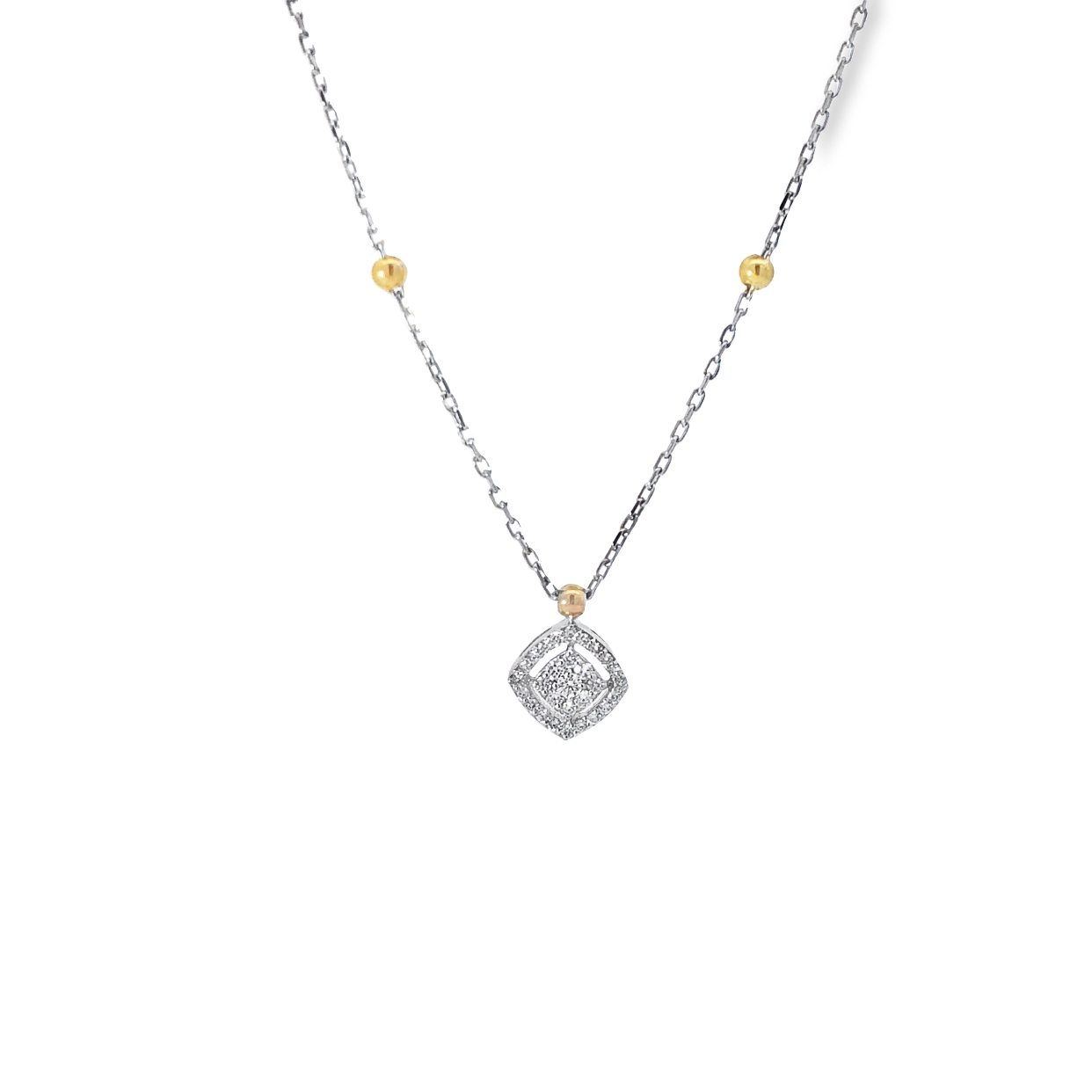 Two-Tone Diamond Square Pendant Necklace Main image