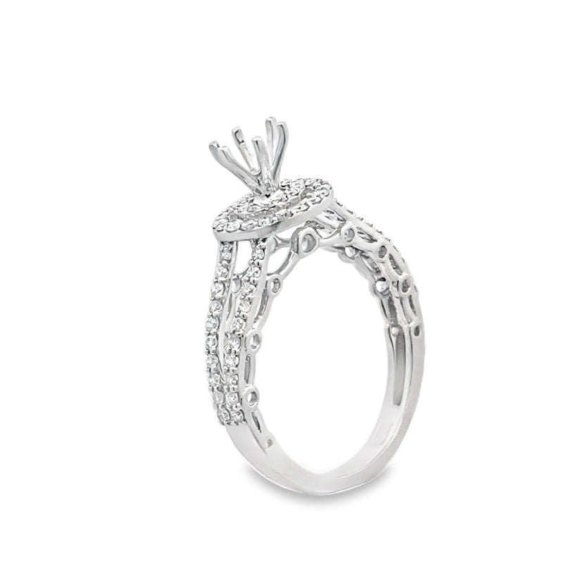 Split Shank Halo Engagement Ring