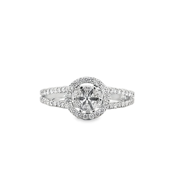 Split Shank Halo Engagement Ring