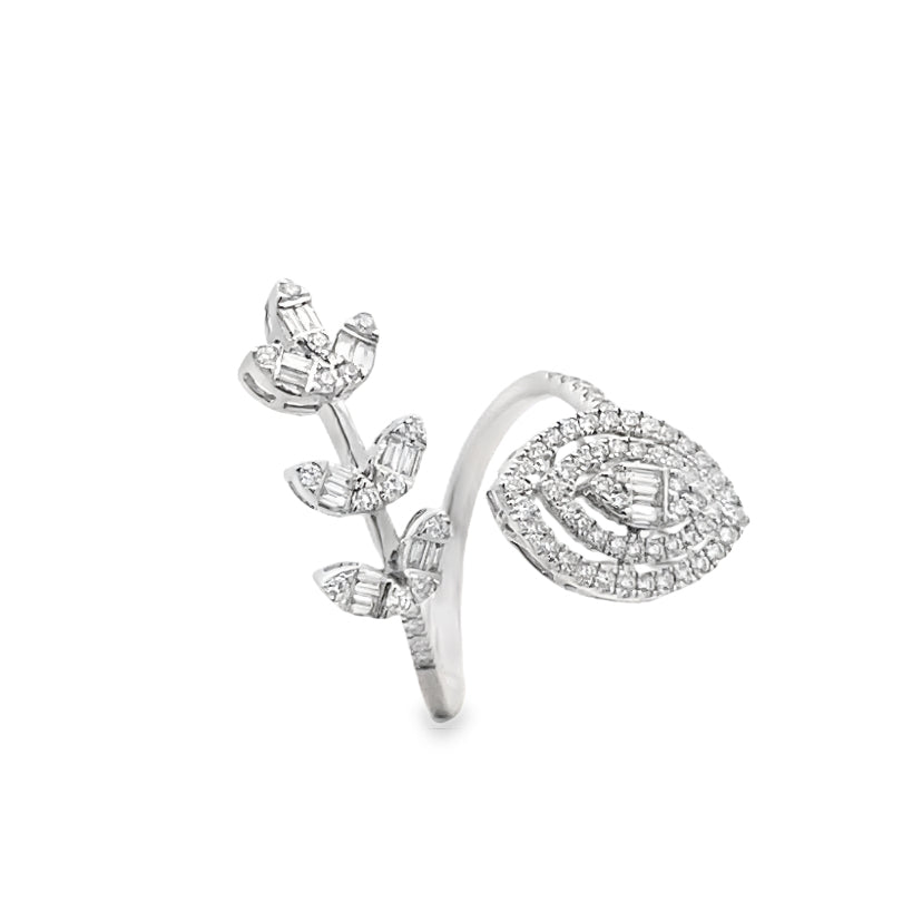Floral Marquise Diamond Wrap Ring Secondary image