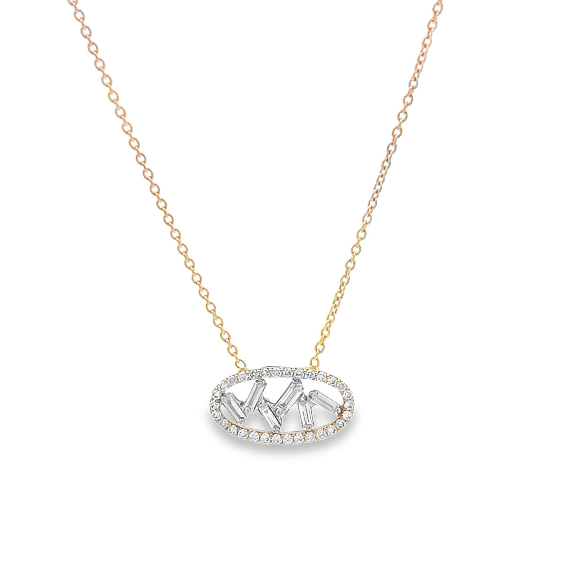 Oval Baguette Diamond Pendant Necklace Main image