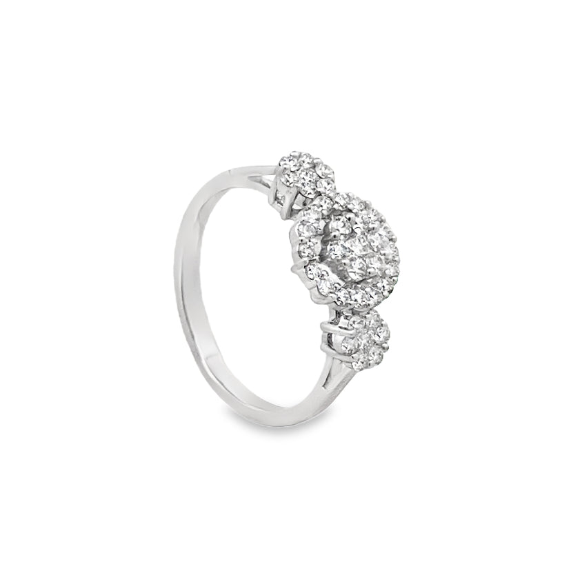 Three Stone Halo Diamond Ring Secondary image