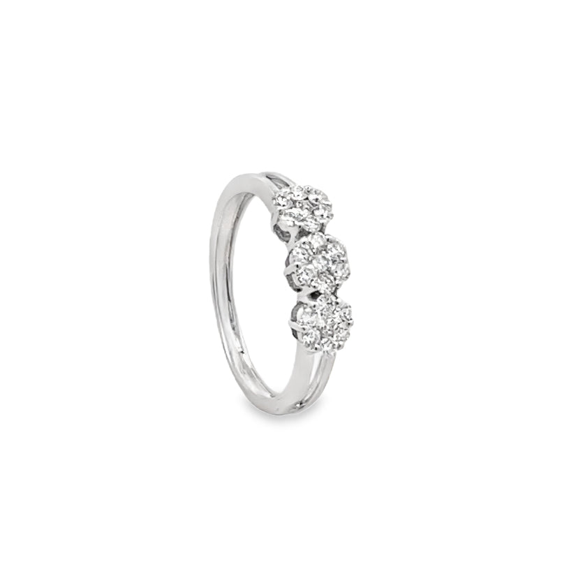 Three Stone Cluster Diamond Ring Main image