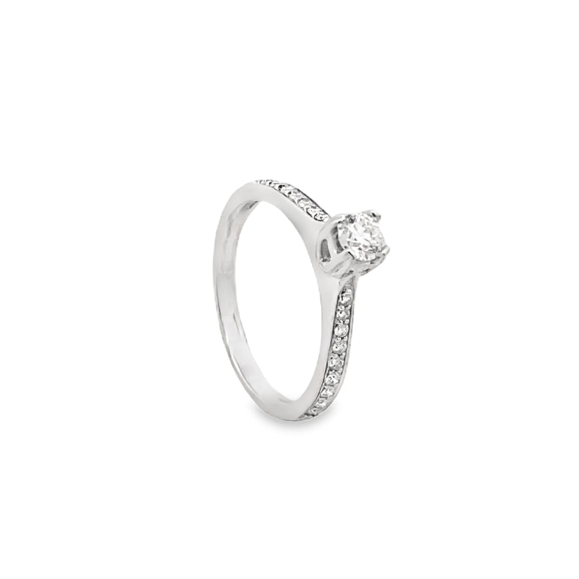 Pavé Solitaire Diamond Ring Main image