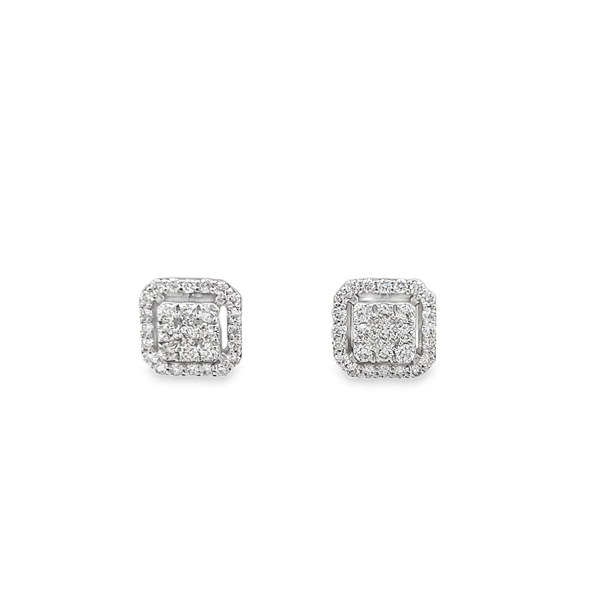 Cushion Double Halo Diamond Stud Earrings