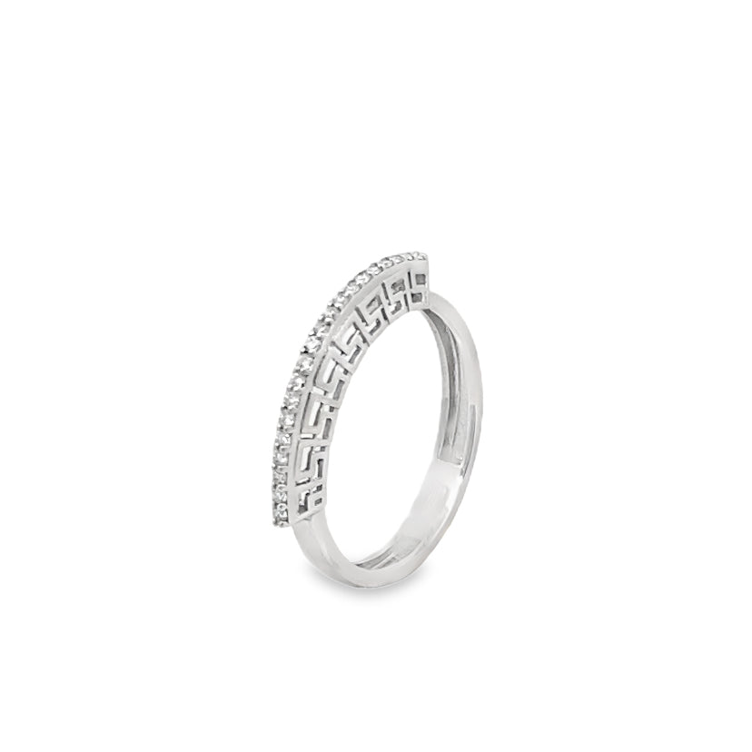 Greek Key Diamond Band Ring Main image