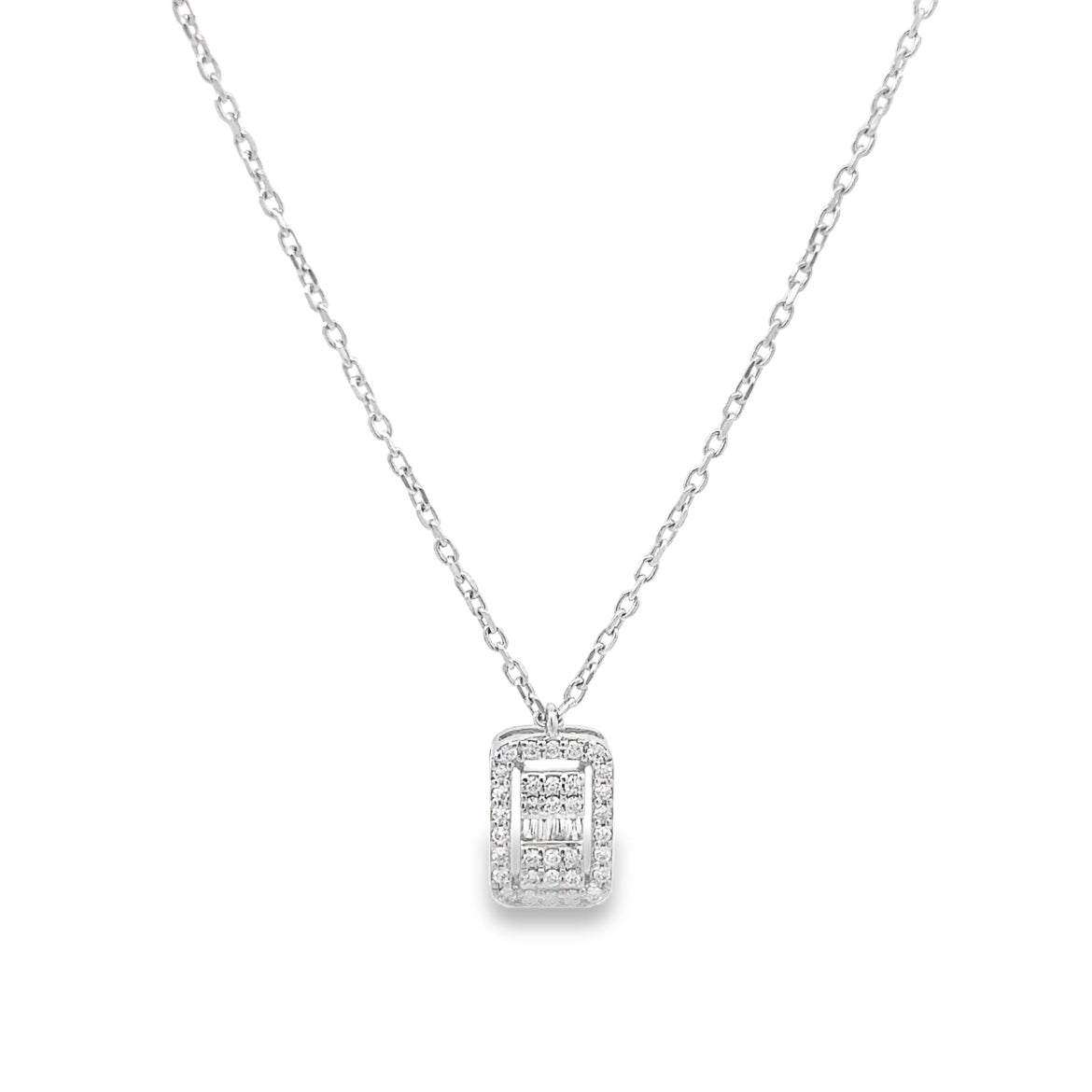 Baguette Halo Diamond Pendant Necklace Main image