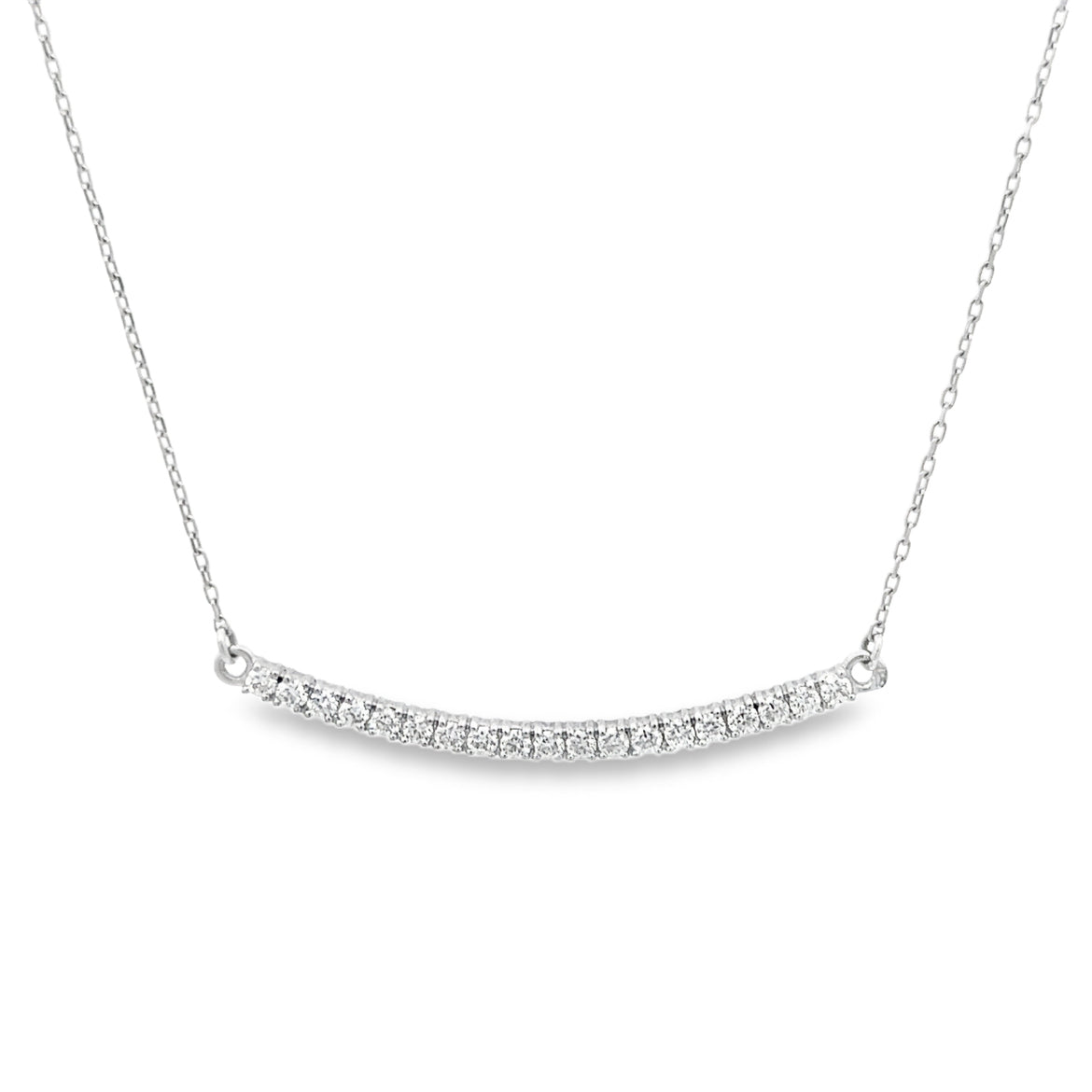 Curved Diamond Bar Necklace