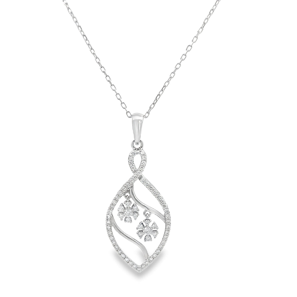 Diamond necklace with a floral pendant Main image