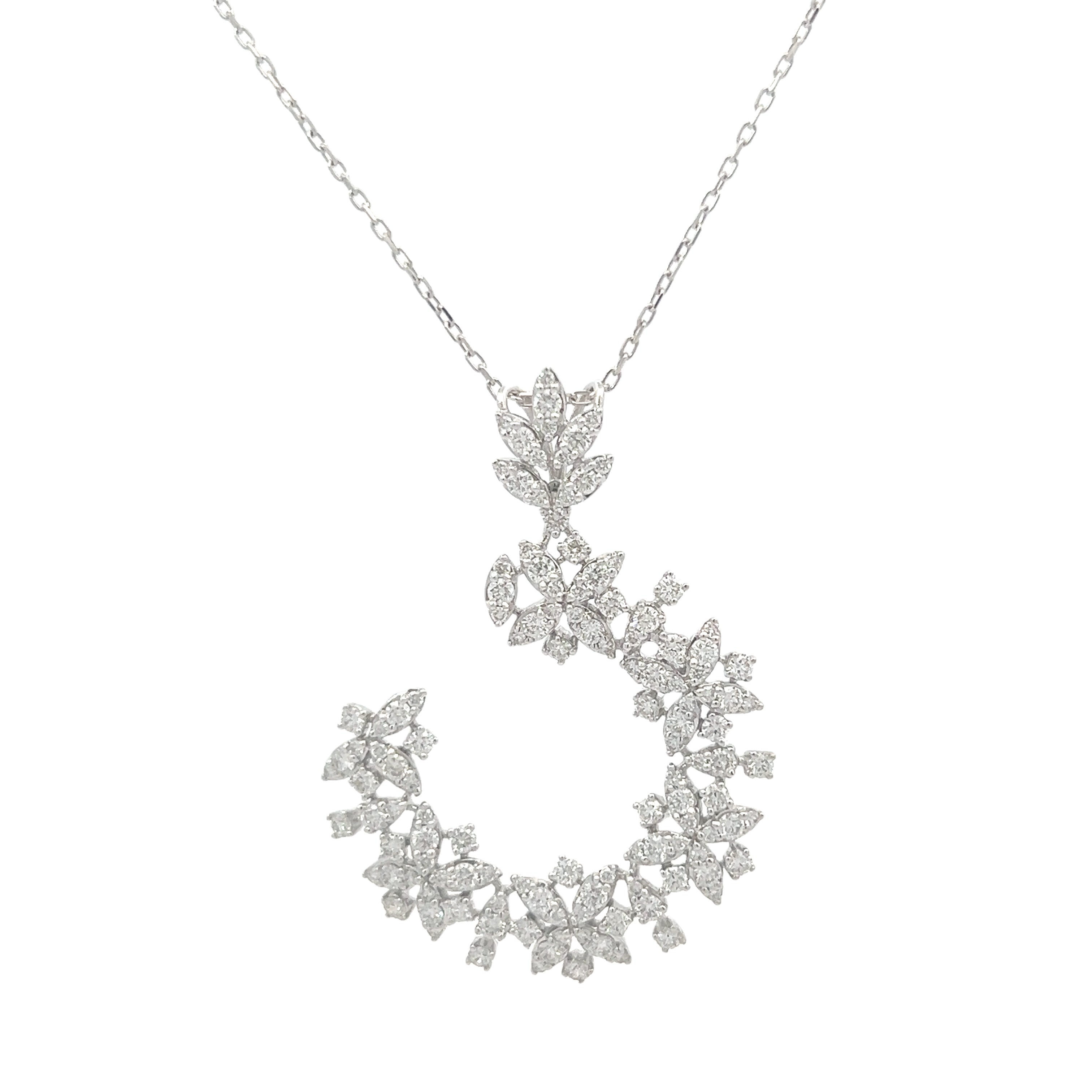 Floral Diamond Wreath Pendant Necklace