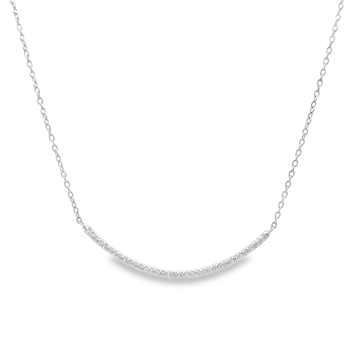 Curved Pavé Diamond Bar Necklace