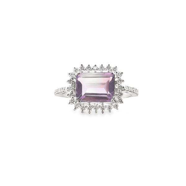 Amethyst Halo Diamond Ring