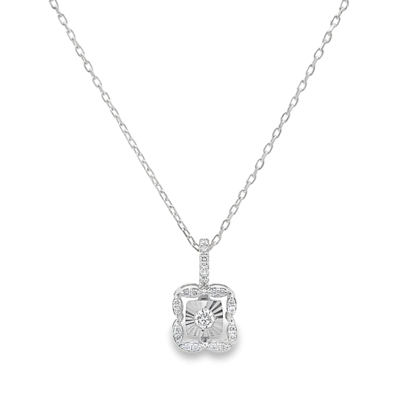 Floral Halo Diamond Pendant Necklace Main image