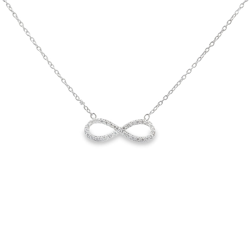 White gold infinity necklace