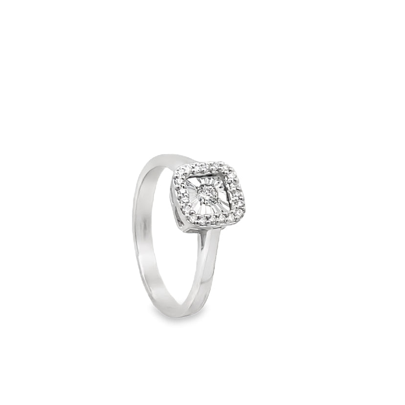 Simple Square White Gold Diamond Ring