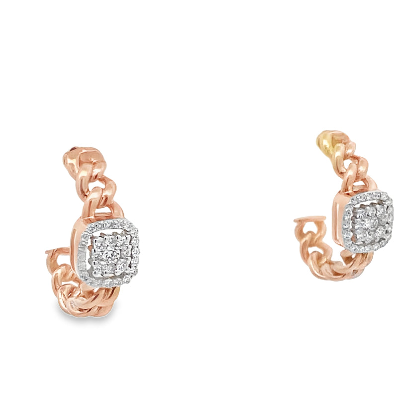 Cushion Halo Diamond Huggie Earrings