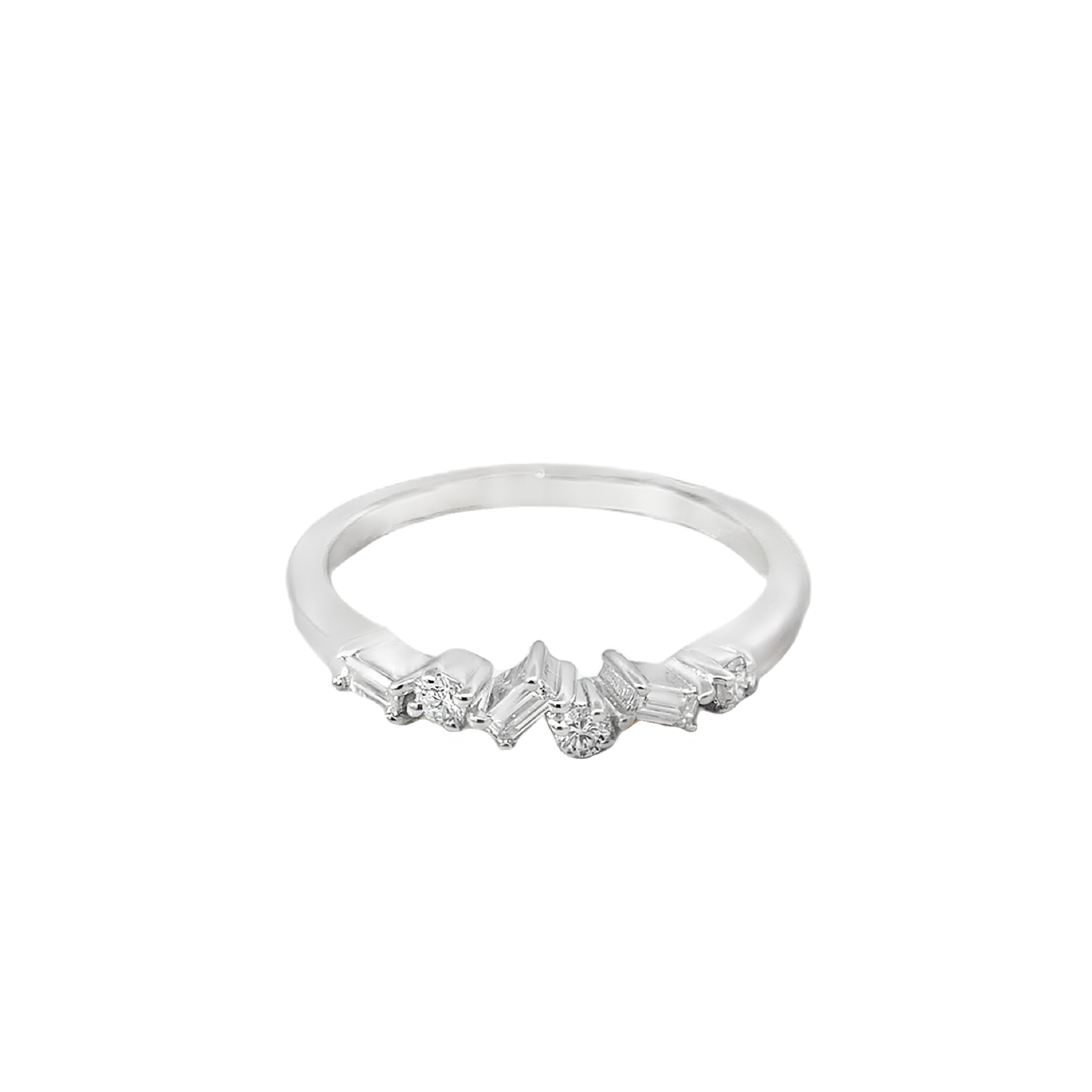 Round & Baguette Diamond Band Ring Secondary image