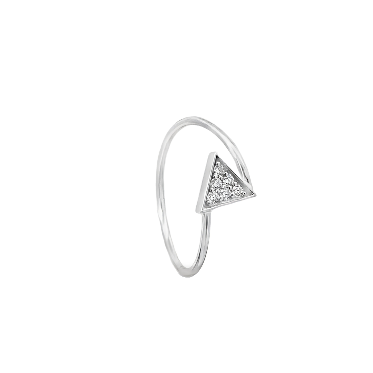 White Gold Triangular Ring Mount with Pavé Diamond Setting