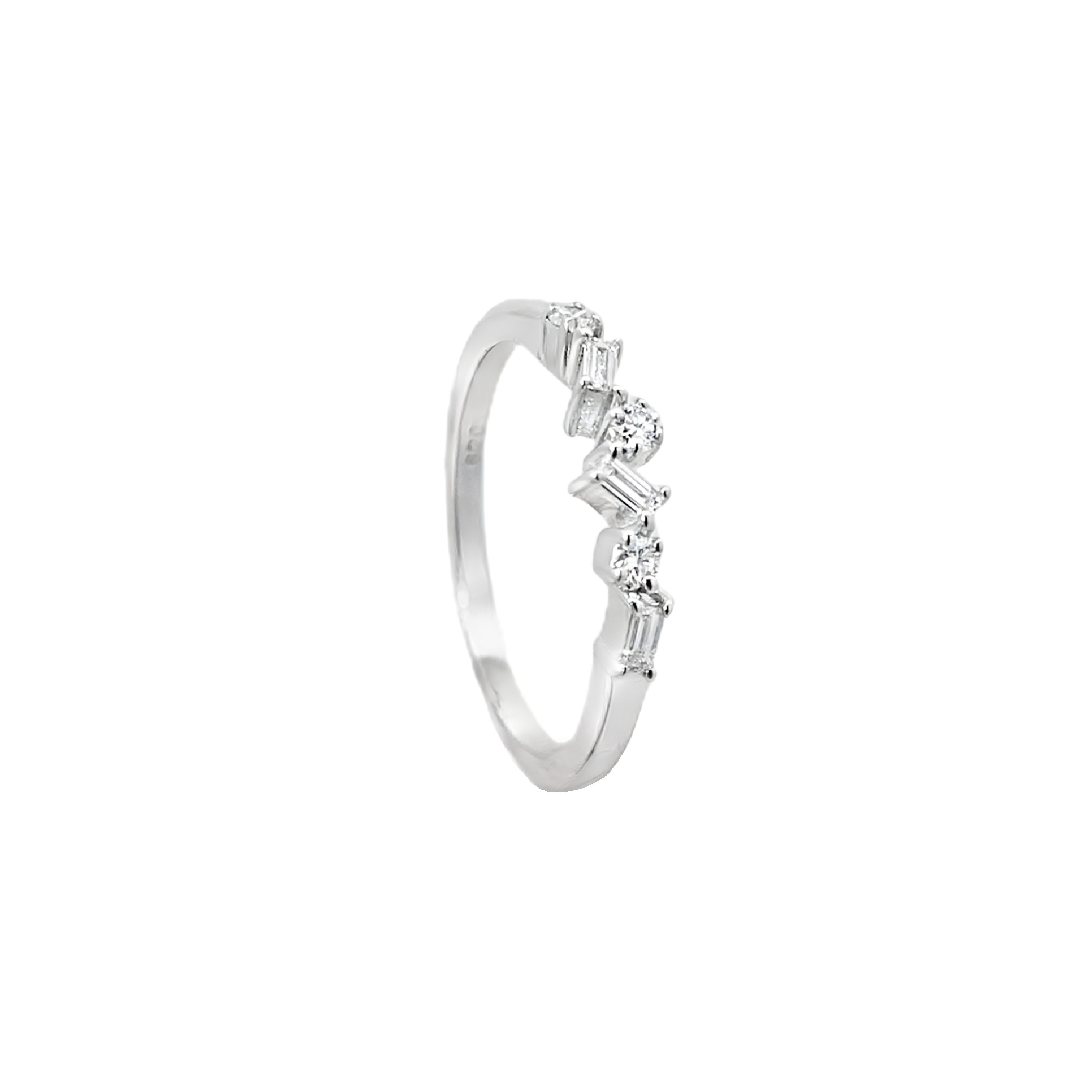 Round & Baguette Diamond Band Ring Main image