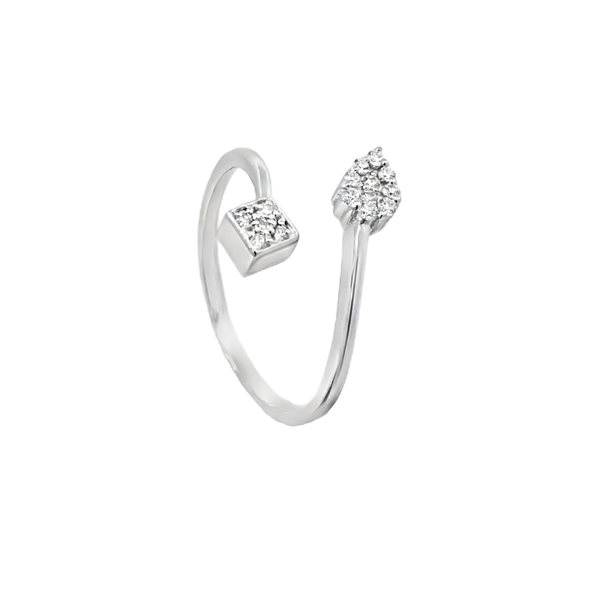 Pair of White Gold Ring Mounts with Diamond Cluster Design