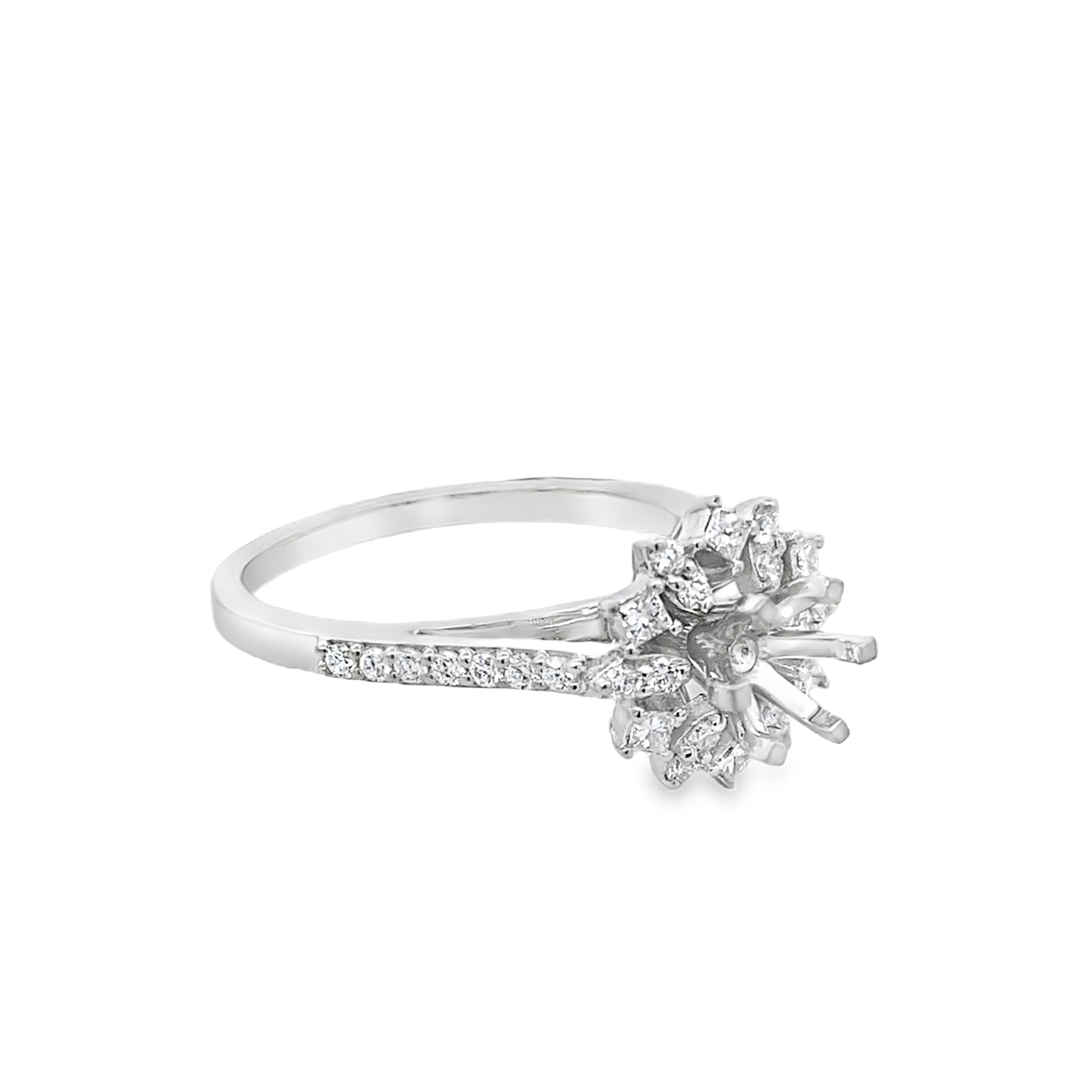 Floral Diamond Engagement Ring
