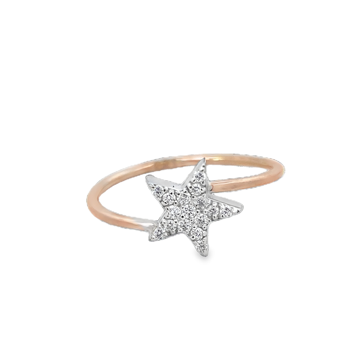 Rose Gold Star-Shaped Ring Mount with Pavé Set Diamonds